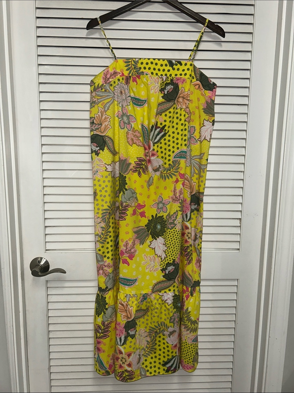 Loft Lemon Yellow Tropical Maxi Dress